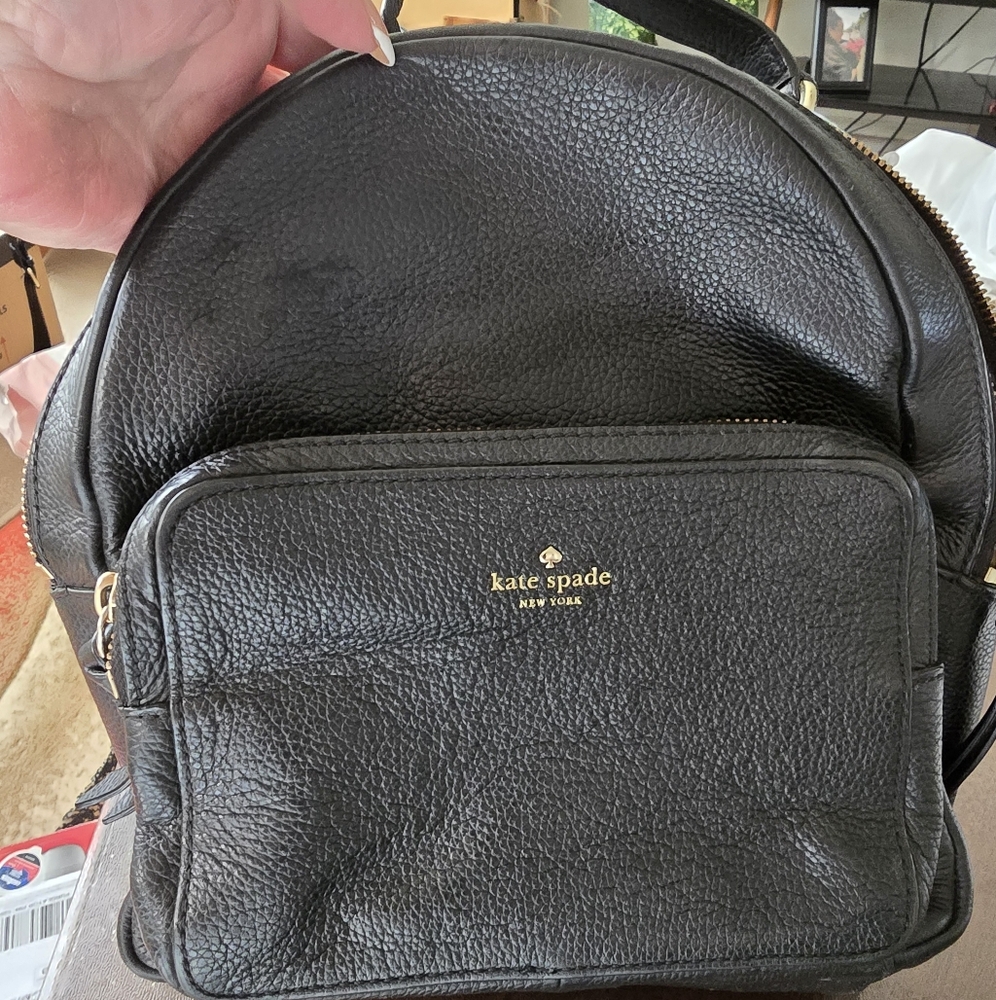 kate spade Black Textured Backpack 10"×9"×4"